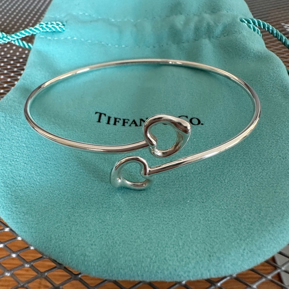 Tiffany’s Elsa Peretti Double Open Heart Silver Bracelet